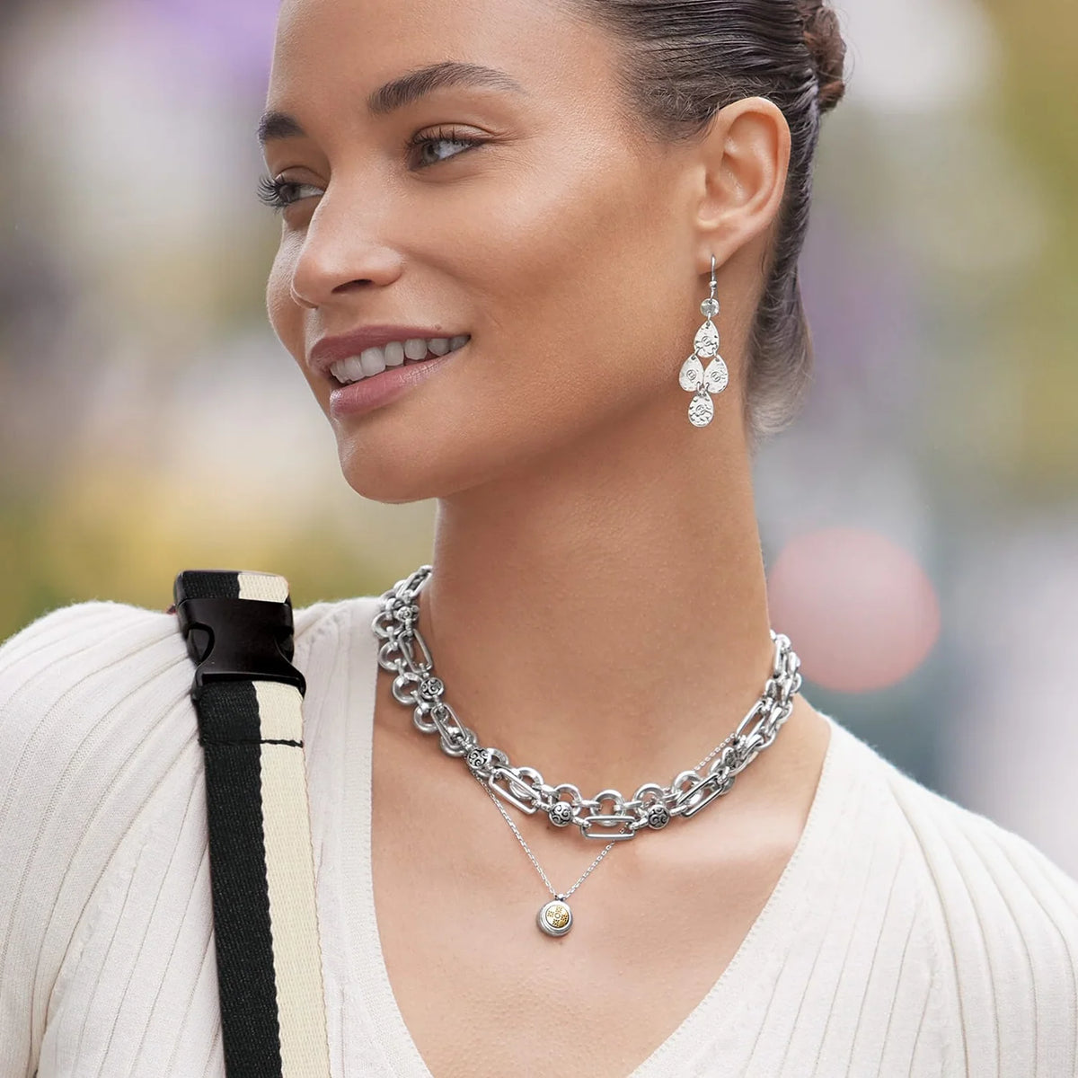 BRI Mosaic Round Two Tone Mini Necklace
