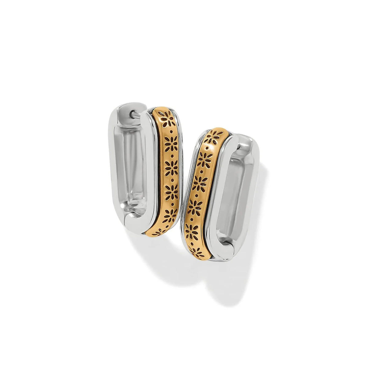 BRI Mosaic Two Tone Hinged Hoop Earrings