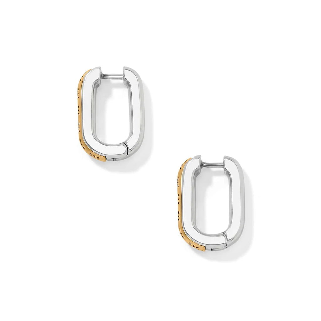 BRI Mosaic Two Tone Hinged Hoop Earrings
