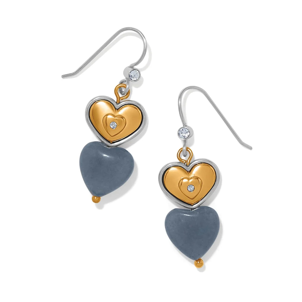 BRI One Heart Duo Heart French Wire Earrings