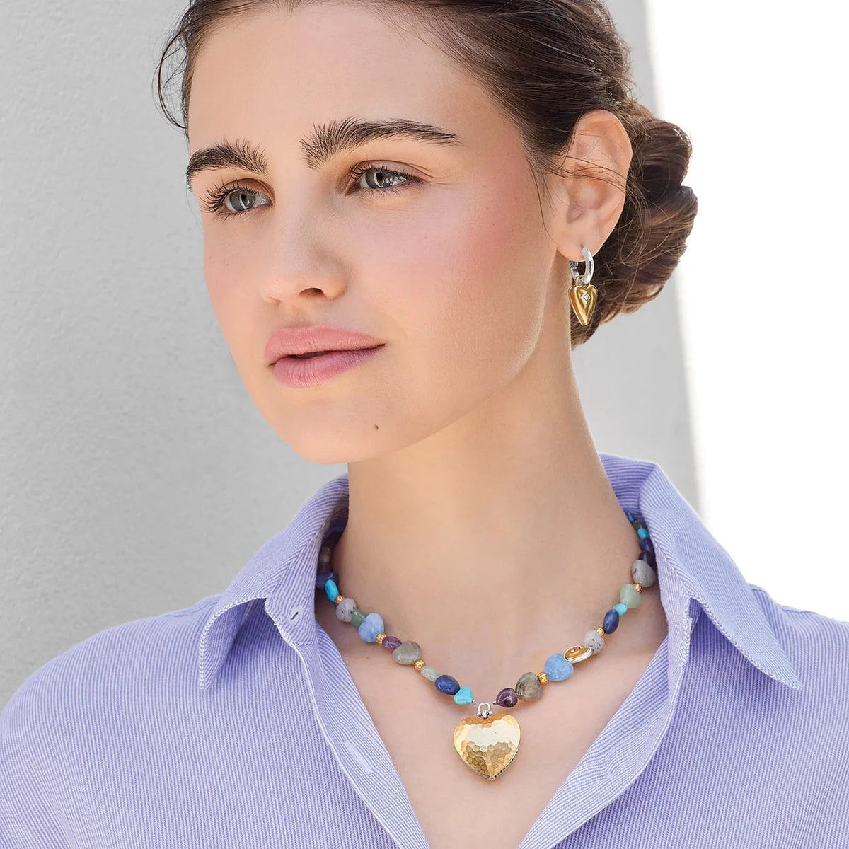 BRI One Heart Multi Heart Bead Necklace
