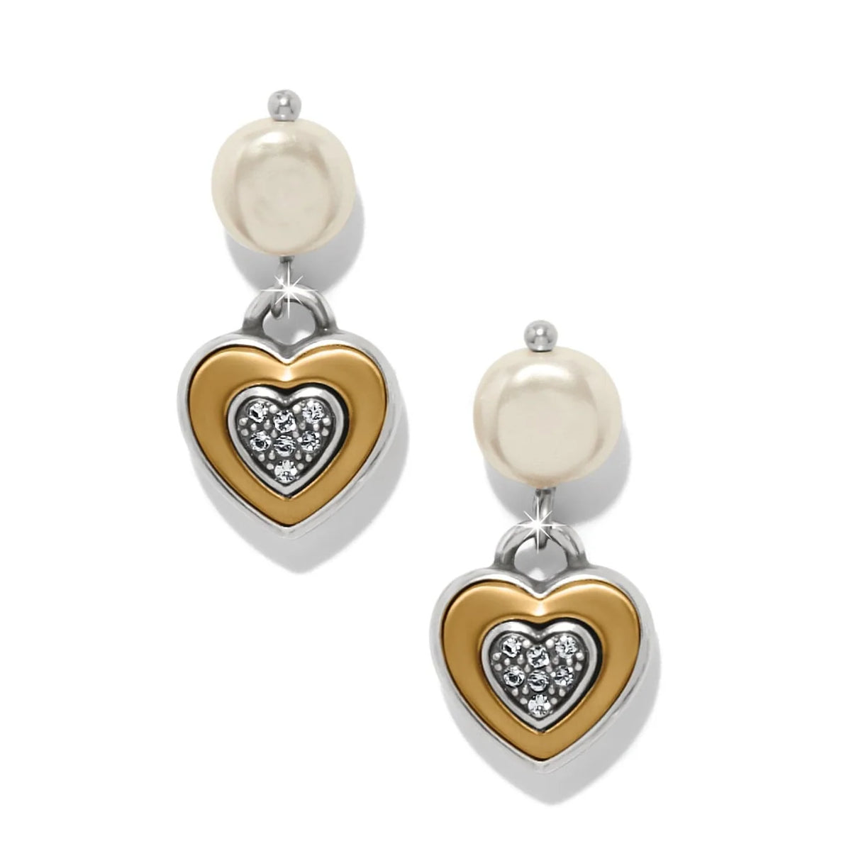 BRI One Heart Pearl Post Drop Earrings