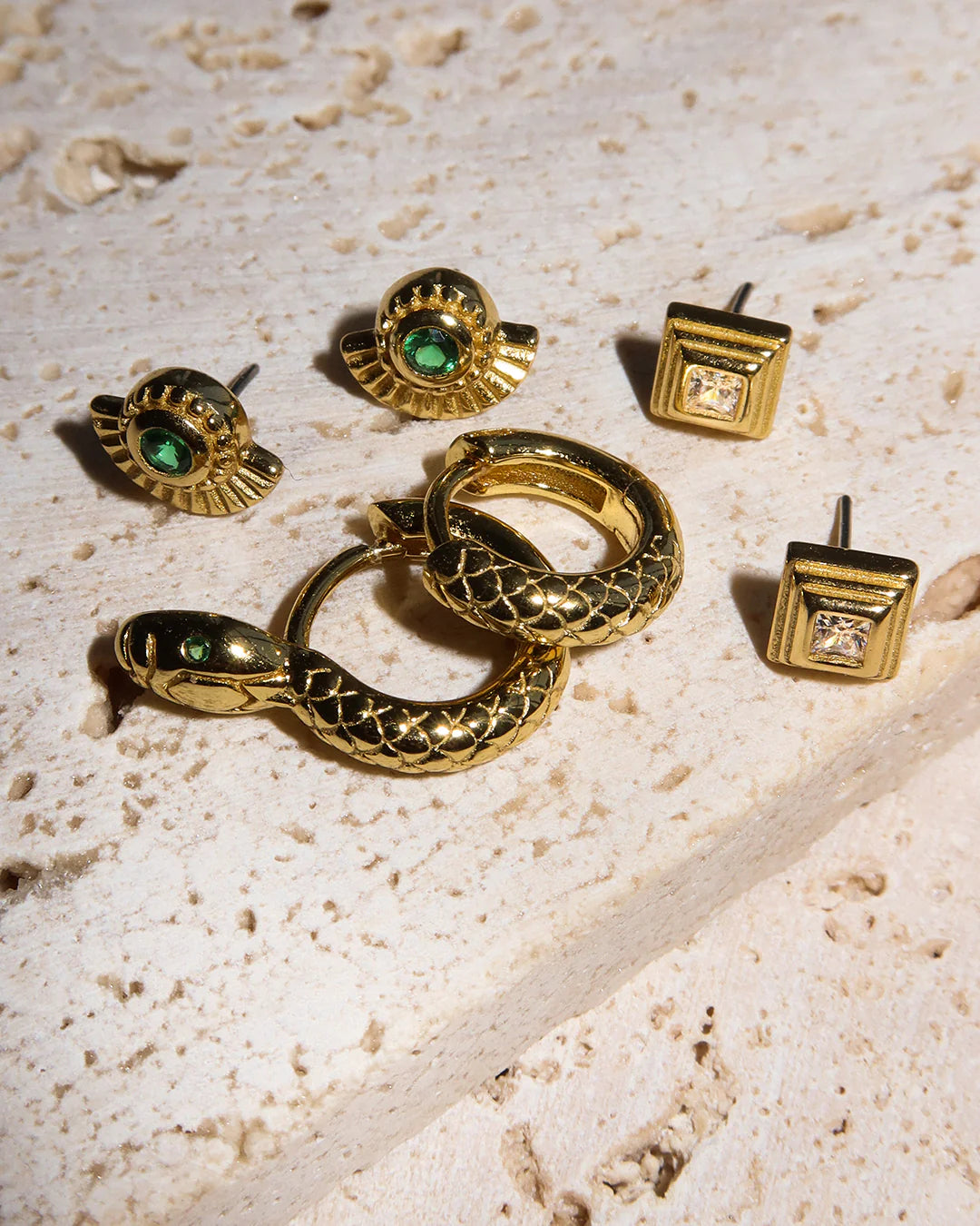 LAJ Pave Step Cut Pyramid Studs
