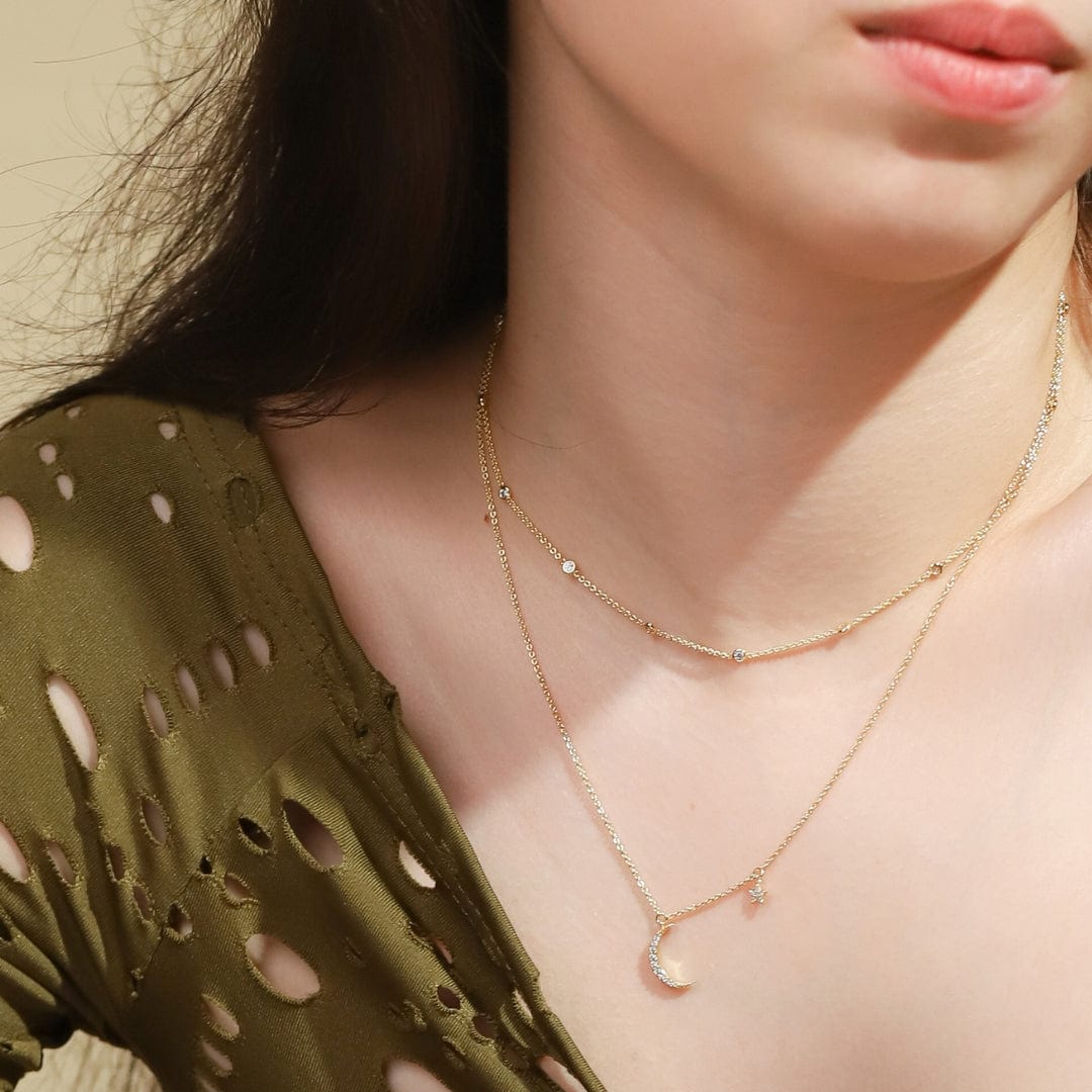 Tai TN-2308 CZ Station Necklace