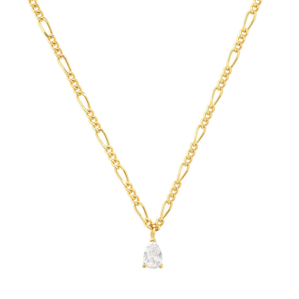 Tai TN-4626 Chain CZ Pear Pendant Necklace