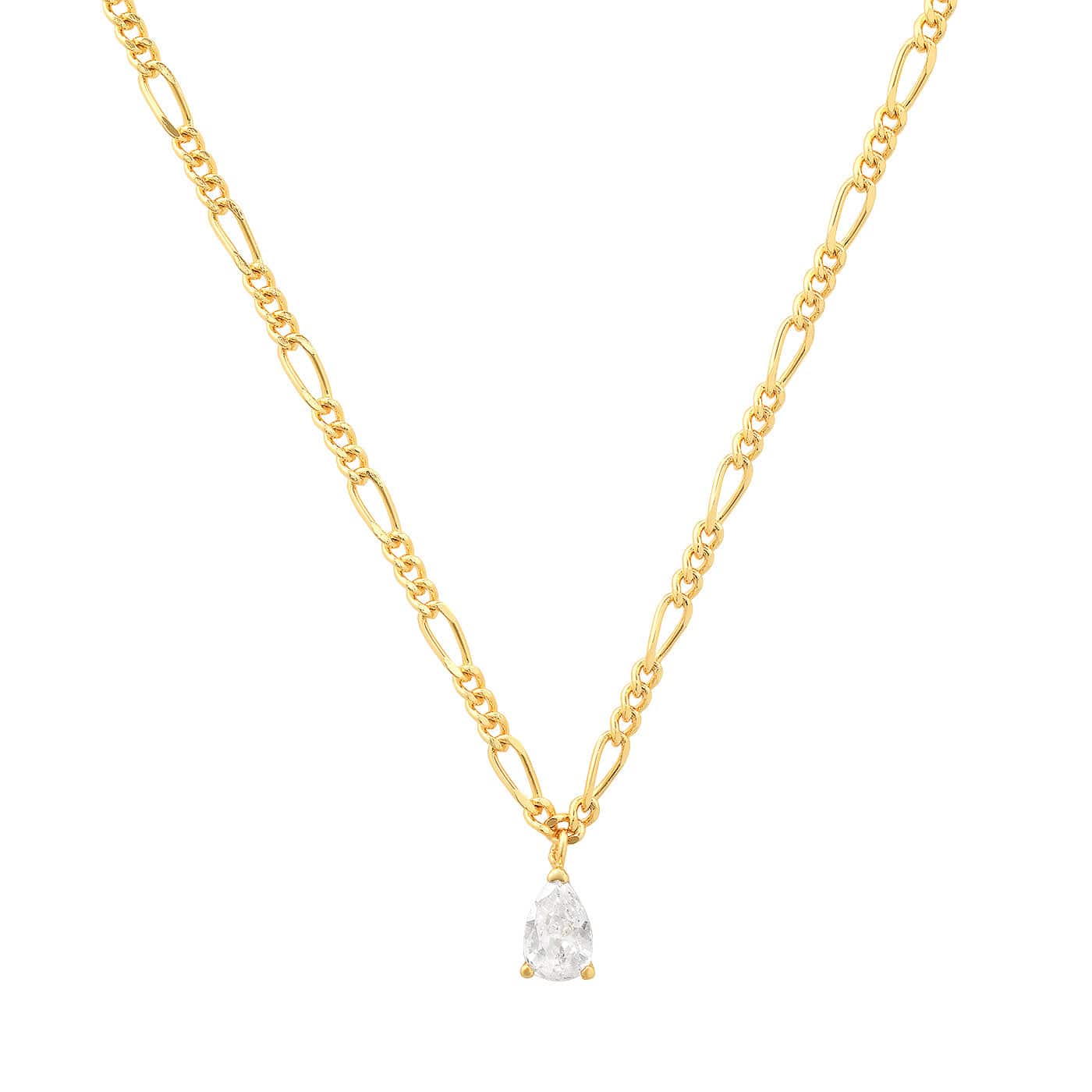 Tai TN-4626 Chain CZ Pear Pendant Necklace