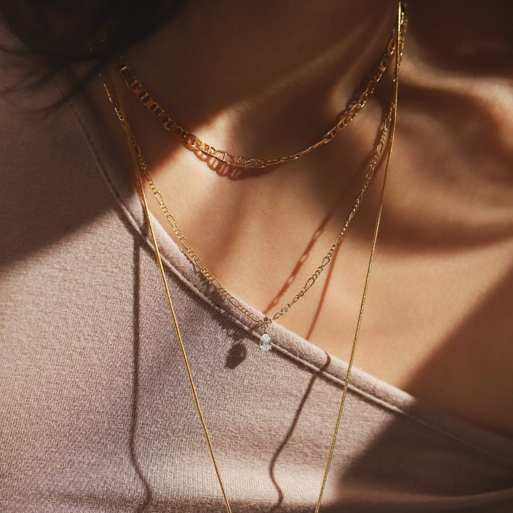 Tai TN-4626 Chain CZ Pear Pendant Necklace