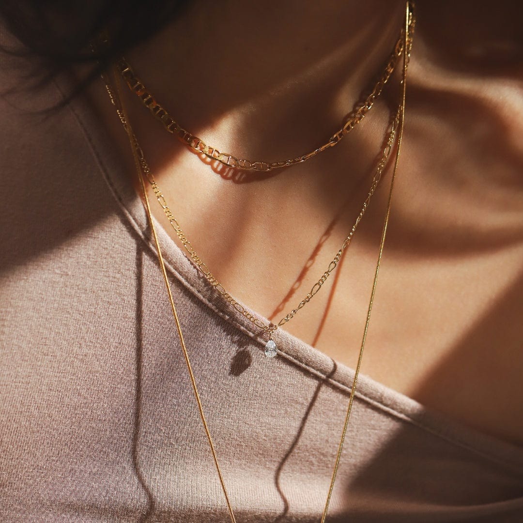 Tai TN-4626 Chain CZ Pear Pendant Necklace