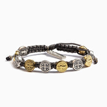 Load image into Gallery viewer, Benedictine Blessing Bracelet with Gold/Silver Medallions
