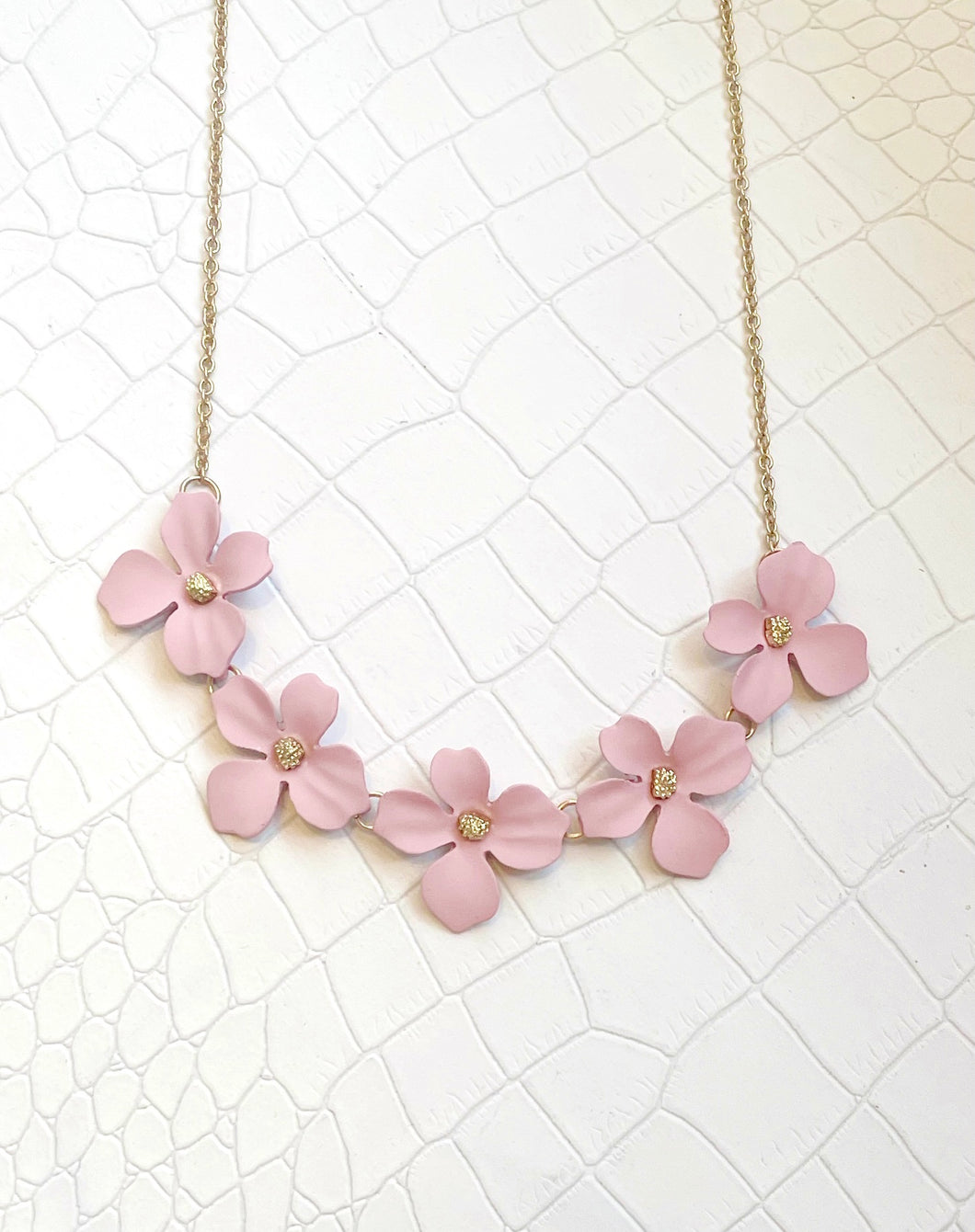 Flower Statement Necklace in Pink