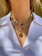 Load image into Gallery viewer, Turquoise Beaded Coin Necklace
