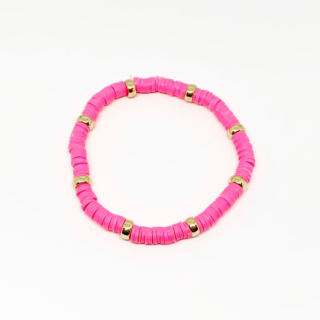 Pink Disc Beaded Bracelet