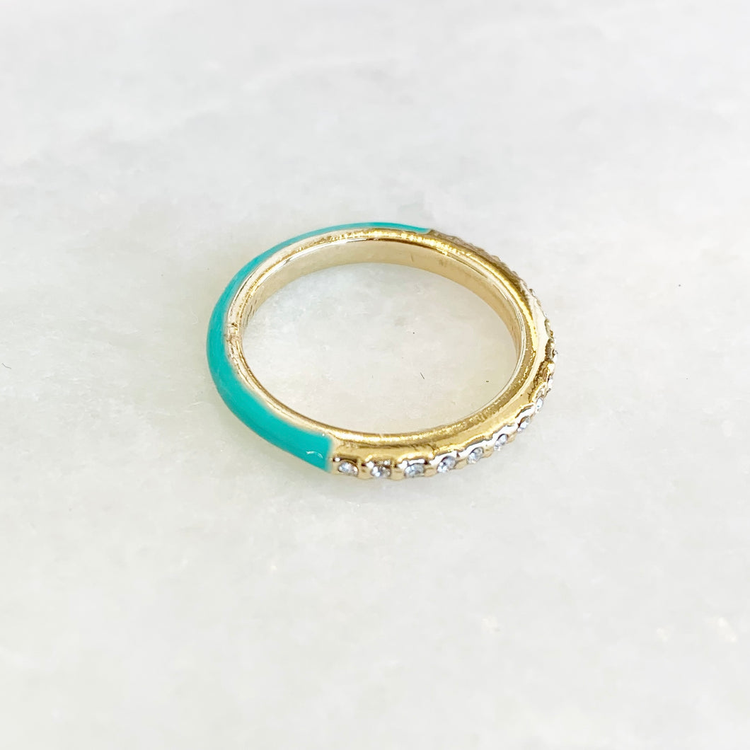 Half Turquoise Band Ring