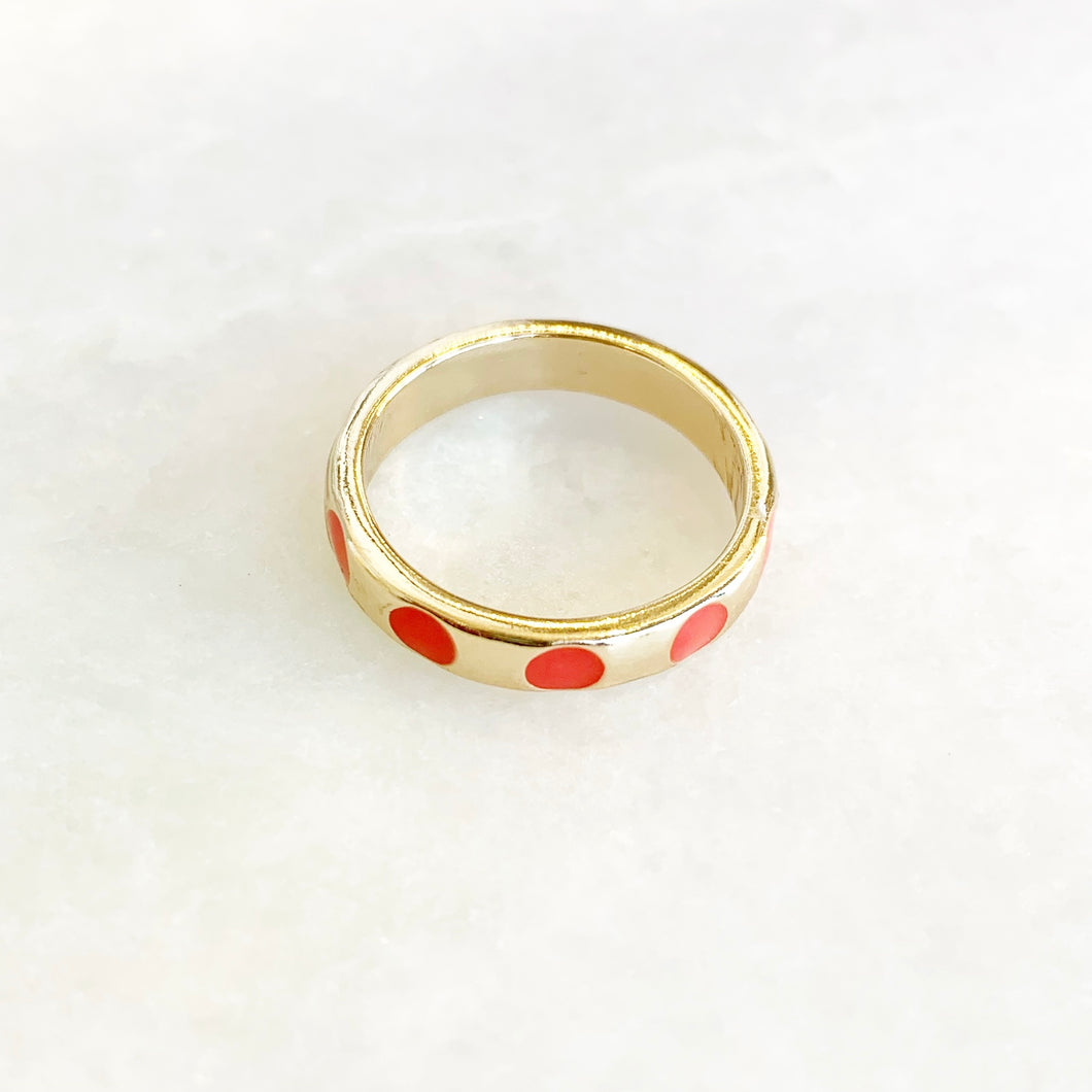 Red Polka Dot Band Ring