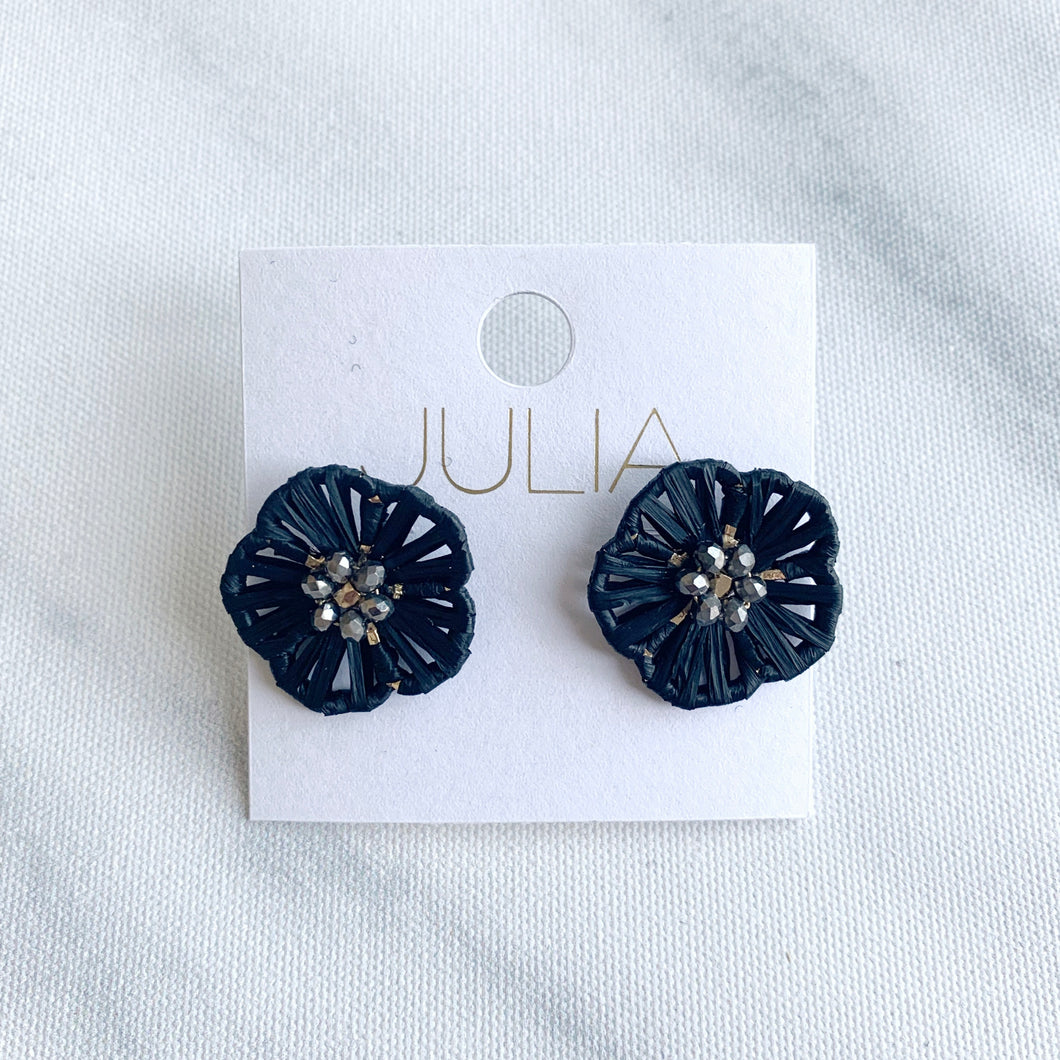 Nina Flower Earrings in Black