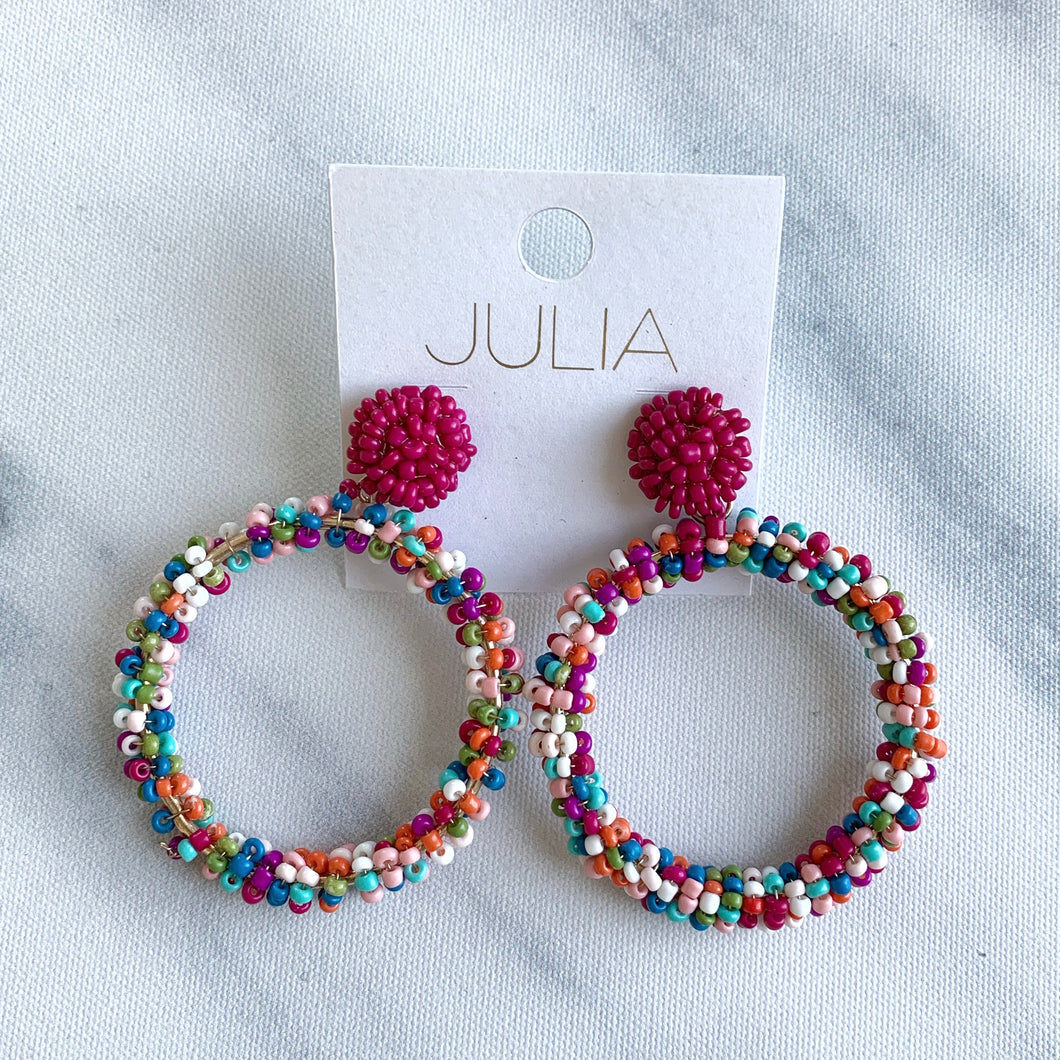 Candy Beaded Accent Hoops