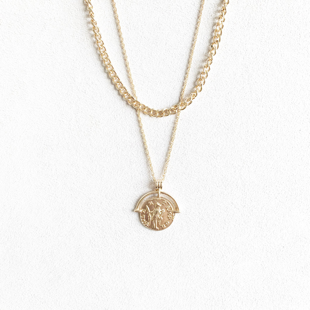 Everett Layered Coin Necklace