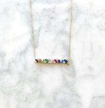 Load image into Gallery viewer, Sterling Silver CZ Rainbow Bar Necklace
