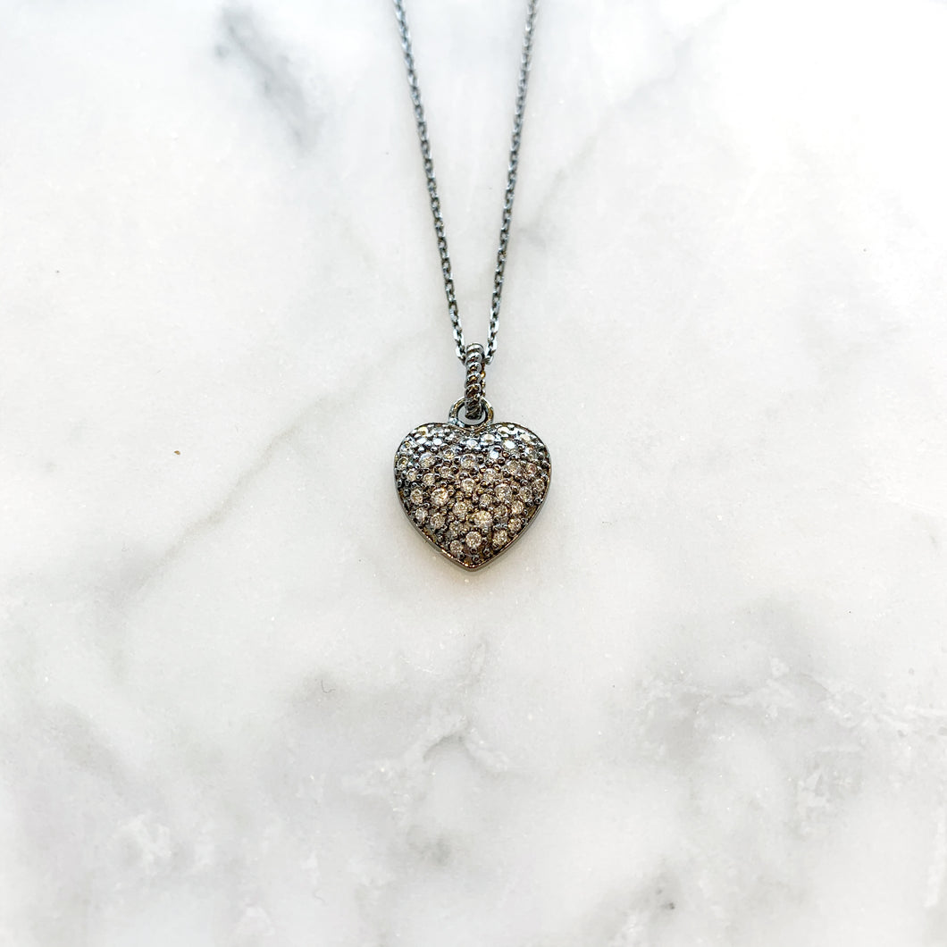 Sterling Silver CZ Heart Necklace