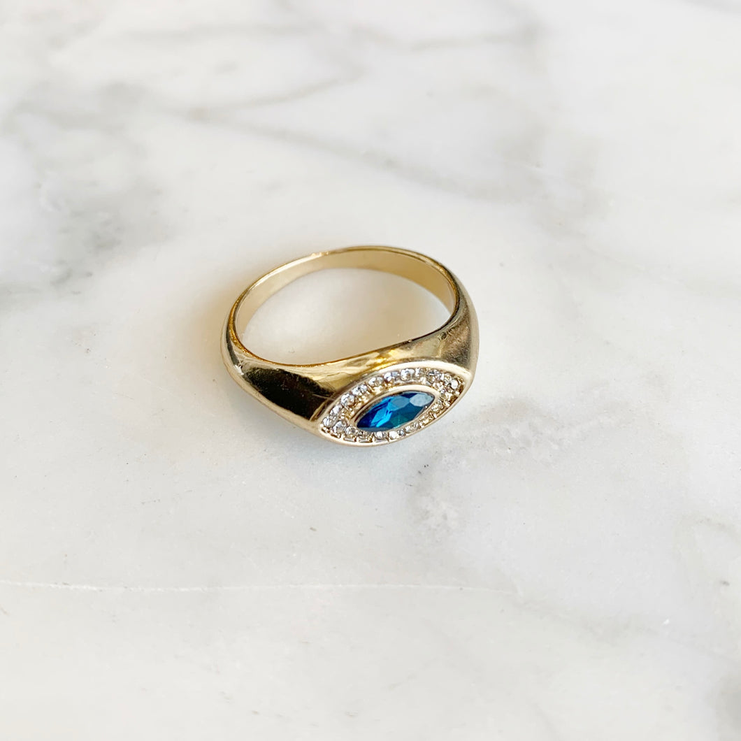 Evil Eye Ring with Blue Stone