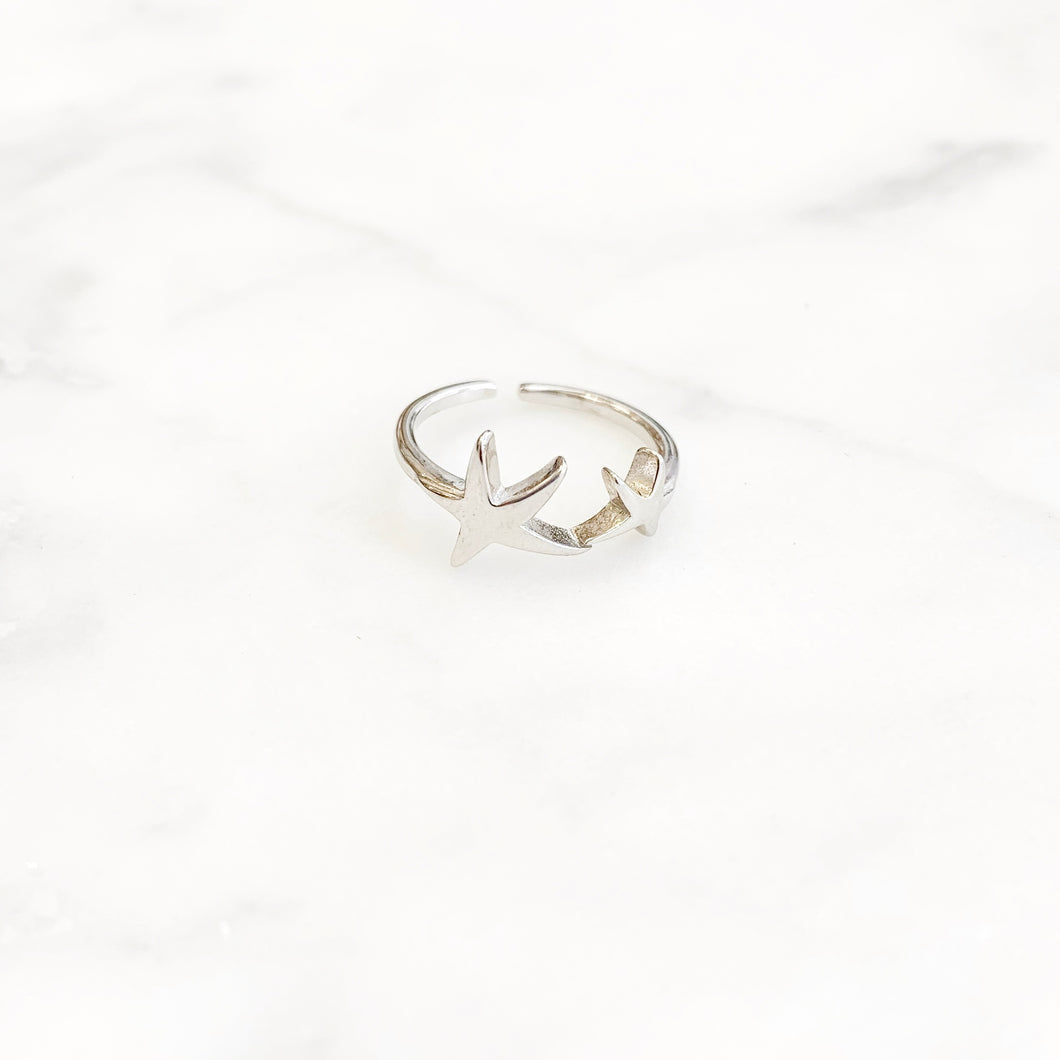 Sterling Silver Double Star Toe Ring