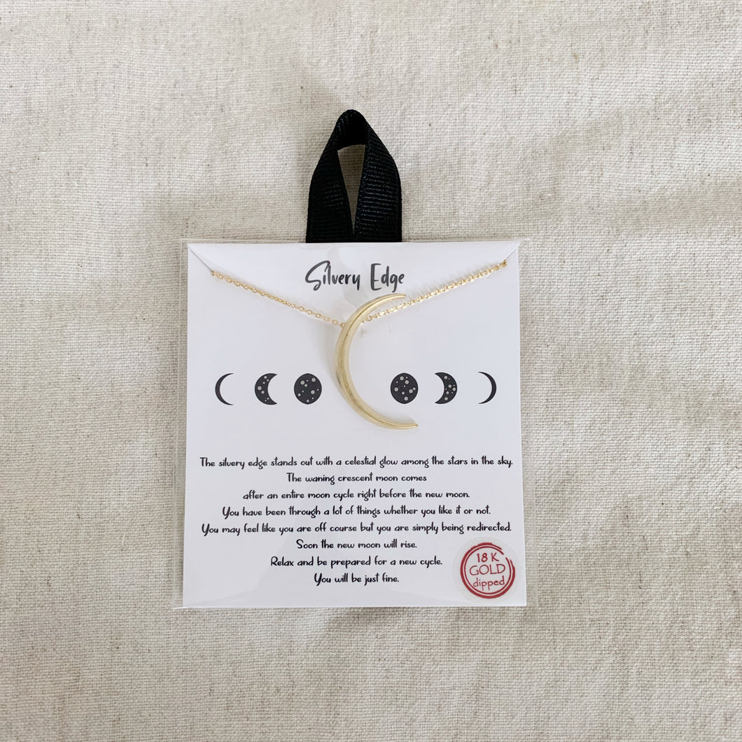 Silvery Edge Moon Necklace